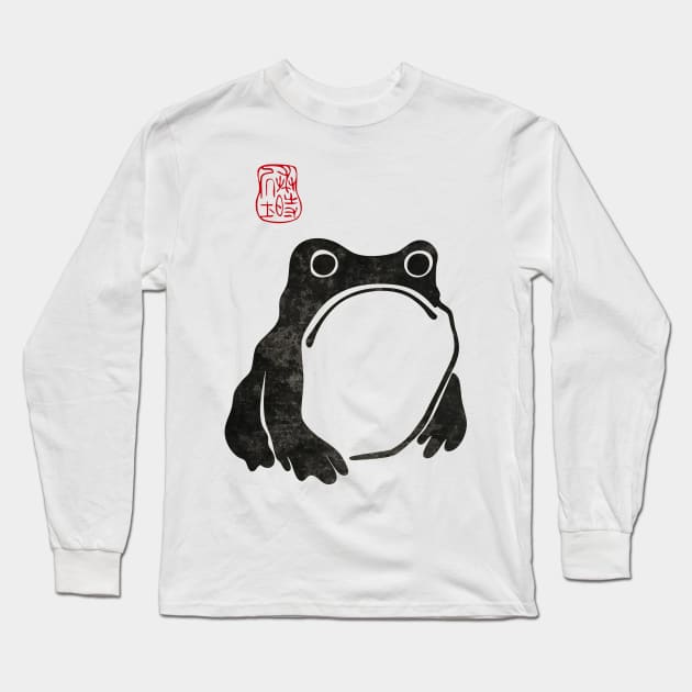 Matsumoto Hoji Woodblock Print Grumpy Frog Toad Long Sleeve T-Shirt by sobermacho